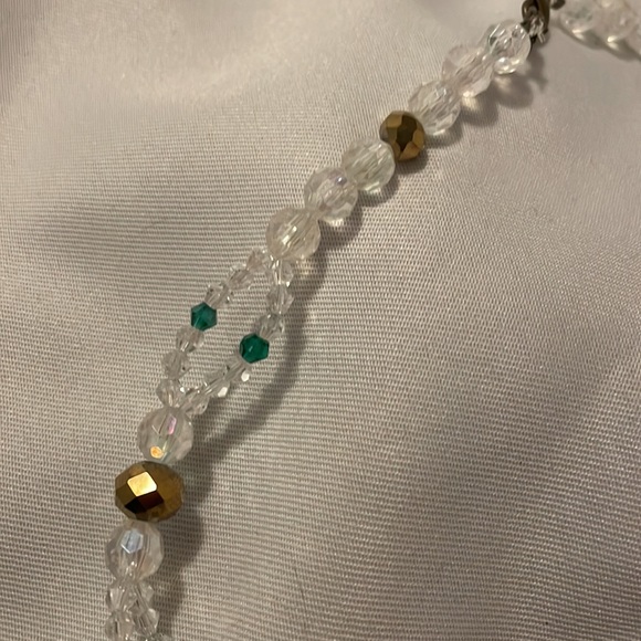 2/25 Handmade Jewelry Christmas Tree Necklace Sparkling Green Gold Clear Beads - Picture 6 of 6